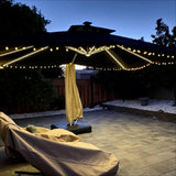 PURPLE LEAF Rectangular Cantilever Umbrella with Base, Outdoor Umbrellas with Lights