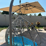 PURPLE LEAF Rectangular Cantilever Umbrella with Base, Outdoor Umbrellas with Lights
