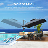 PURPLE LEAF UV50+ Fade Resistant Cantilever Umbrella, Patio Umbrellas with Base