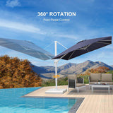 PURPLE LEAF Morden White Outdoor Umbrella Premium Aluminum Patio Cantilever Pool Sun Umbrellas