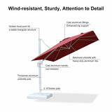 PURPLE LEAF Morden White Outdoor Umbrella Premium Aluminum Patio Cantilever Pool Sun Umbrellas