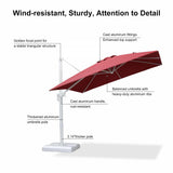 PURPLE LEAF Morden White Outdoor Umbrella Premium Aluminum Patio Cantilever Pool Sun Umbrellas