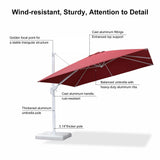 PURPLE LEAF Morden White Outdoor Umbrella Premium Aluminum Patio Cantilever Pool Sun Umbrellas
