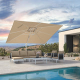 PURPLE LEAF Morden White Outdoor Umbrella Premium Aluminum Patio Cantilever Pool Sun Umbrellas