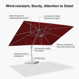 PURPLE LEAF Morden White Outdoor Umbrella Premium Aluminum Patio Cantilever Pool Sun Umbrellas