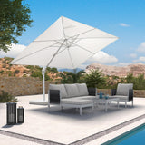 PURPLE LEAF Morden White Outdoor Umbrella Premium Aluminum Patio Cantilever Pool Sun Umbrellas
