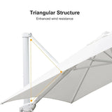 PURPLE LEAF Morden White Outdoor Umbrella Premium Aluminum Patio Cantilever Pool Sun Umbrellas