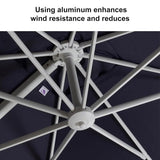 PURPLE LEAF Morden White Outdoor Umbrella Premium Aluminum Patio Cantilever Pool Sun Umbrellas