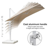 PURPLE LEAF Morden White Outdoor Umbrella Premium Aluminum Patio Cantilever Pool Sun Umbrellas