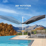 PURPLE LEAF Morden White Outdoor Umbrella Premium Aluminum Patio Cantilever Pool Sun Umbrellas