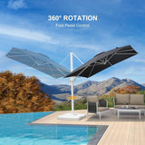 PURPLE LEAF Morden White Outdoor Umbrella Premium Aluminum Patio Cantilever Pool Sun Umbrellas