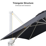 PURPLE LEAF Morden White Outdoor Umbrella Premium Aluminum Patio Cantilever Pool Sun Umbrellas