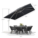 PURPLE LEAF Morden White Outdoor Umbrella Premium Aluminum Patio Cantilever Pool Sun Umbrellas