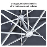 PURPLE LEAF Morden White Outdoor Umbrella Premium Aluminum Patio Cantilever Pool Sun Umbrellas