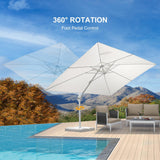 PURPLE LEAF Morden White Outdoor Umbrella Premium Aluminum Patio Cantilever Pool Sun Umbrellas