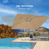 PURPLE LEAF Morden White Outdoor Umbrella Premium Aluminum Patio Cantilever Pool Sun Umbrellas