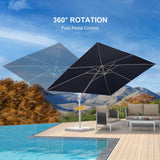 PURPLE LEAF Morden White Outdoor Umbrella Premium Aluminum Patio Cantilever Pool Sun Umbrellas