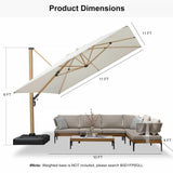 PURPLE LEAF Wood Grain Cantilever Patio Umbrella Aluminum Outdoor Umbrellas