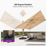 PURPLE LEAF Wood Grain Cantilever Patio Umbrella Aluminum Outdoor Umbrellas