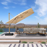 PURPLE LEAF Wood Grain Cantilever Patio Umbrella Aluminum Outdoor Umbrellas