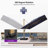 PURPLE LEAF Wood Grain Cantilever Patio Umbrella Aluminum Outdoor Umbrellas