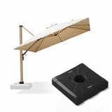 PURPLE LEAF Wood Grain Patio Umbrella with Base, Large Cantilever Umbrella for Garden