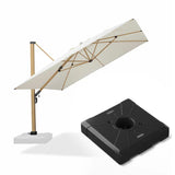 PURPLE LEAF Wood Grain Patio Umbrella with Base, Large Cantilever Umbrella for Garden
