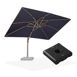 PURPLE LEAF Wood Grain Patio Umbrella with Base, Large Cantilever Umbrella for Garden