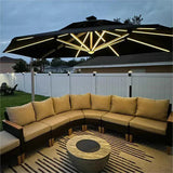 PURPLE LEAF Round Solar Lighted Cantilever Umbrella Outside Patio Umbrella with Lights