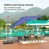 PURPLE LEAF Outdoor Sun Heavy Duty Large Cantilever Umbrella with Base