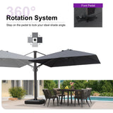 PURPLE LEAF Outdoor Sun Heavy Duty Large Cantilever Umbrella with Base
