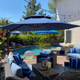 PURPLE LEAF Double Top 11 ft Round Outdoor Patio Umbrella with High Quality Sunbrella Fabric