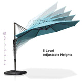 PURPLE LEAF Durable Patio Outdoor Umbrella Aluminum Round Cantilever Sun Yard Umbrellas For Pool, Deck