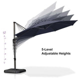 PURPLE LEAF Durable Patio Outdoor Umbrella Aluminum Round Cantilever Sun Yard Umbrellas For Pool, Deck