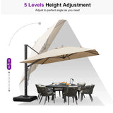 PURPLE LEAF Outdoor Sun Heavy Duty Large Cantilever Umbrella with Base