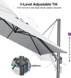 PURPLE LEAF UV Resistant Patio Umbrella with Base, Left-Right Tilt & 360° Swivel