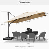 PURPLE LEAF Outdoor Sun Heavy Duty Large Cantilever Umbrella with Base