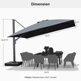 PURPLE LEAF Outdoor Sun Heavy Duty Large Cantilever Umbrella with Base