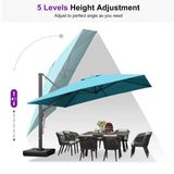 PURPLE LEAF Outdoor Sun Heavy Duty Large Cantilever Umbrella with Base