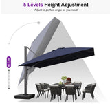 PURPLE LEAF Outdoor Sun Heavy Duty Large Cantilever Umbrella with Base