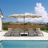 PURPLE LEAF Table Umbrella Double Sided Rectangular Patio Market Umbrella with Base