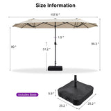 PURPLE LEAF Table Umbrella Double Sided Rectangular Patio Market Umbrella with Base