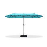 PURPLE LEAF Double-Sided Market Umbrella Large Rectangular Patio Umbrellas with Base