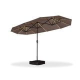 PURPLE LEAF Double Sided Patio Umbrella with Light Large Market Umbrellas with Base