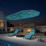 PURPLE LEAF Double-Sided Market Umbrella with Light Large Patio Umbrellas with Base