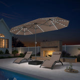 PURPLE LEAF Double-Sided Market Umbrella with Light Large Patio Umbrellas with Base