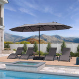 PURPLE LEAF Table Umbrella Double Sided Rectangular Patio Market Umbrella with Base
