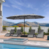 PURPLE LEAF Table Umbrella Double Sided Rectangular Patio Market Umbrella with Base
