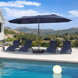 PURPLE LEAF Double-Sided Market Umbrella Large Rectangular Patio Umbrellas with Base