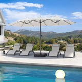 PURPLE LEAF Double-Sided Market Umbrella Large Rectangular Patio Umbrellas with Base
